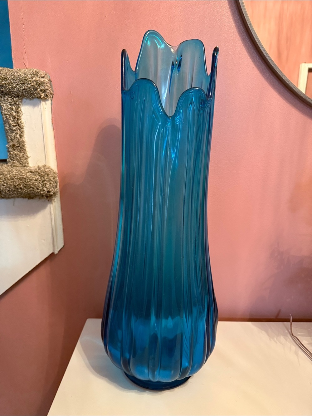 Large blue swing vase